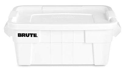 Rubbermaid Commercial Products BRUTE Tote Storage Container with Lid-included, 14-Gallon, White, Reusable Boxes for Moving/Storing in Garage/Basement/Attic/Jobsite/Truck/Camping - color: White