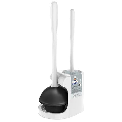 MR.SIGA Toilet Plunger and Bowl Brush Combo for Bathroom Cleaning, White - color: White