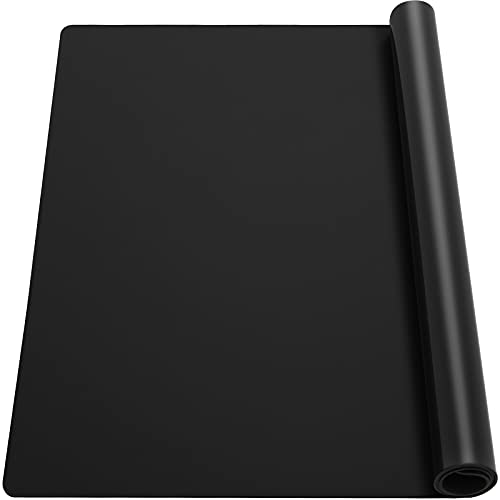 Ewen 25.6x17.7in Large Silicone Kitchen Counter Mat, 2mm Thick Heat Resistant Countertop Protector, Baking Silicone Mat under Air Fryer Toaster Oven Microwave Coffee Maker Cutting Board Drill Black - color: Black, size: 25.6"L x 17.5"W