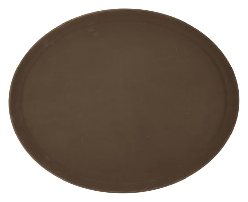 Winco 26" x 22" Brown Oval Fiberglass Glass Tray - color: Brown, size: 26.6" x 21.9" x 1.1"