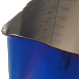 Milk Frothing Pitcher Latte Coffee, Stainless Steel Milk Frother Jug, Espresso Accessories Steaming Froth Cup Cappuccino 12 Oz, 350ml Blue