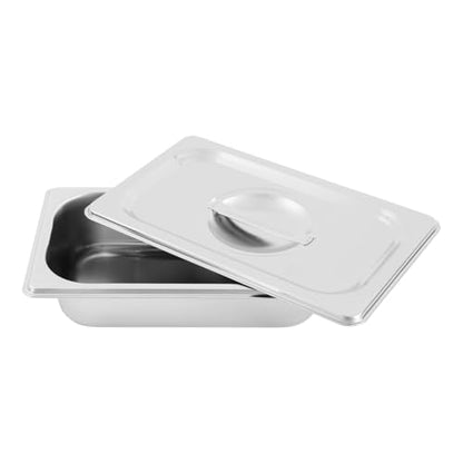 6 Pack Stainless Steel Hotel Pans with Lids, 1/9 Size or 1/4 Size Commercial Metal Food Catering Trays for Steam Table, Buffet Serving, Food Storage & Preparation (1/4 Size 2.7Qt) - size: 1/4 Size 2.7Qt
