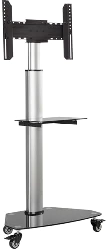 Tripp Lite Mobile Rolling TV Stand Cart with Mount for 37” – 70” Televisions, Elegant Glass Base and Shelf, Adjustable 65” – 84” Height, Durable Steel, 5-Year Warranty (DMCS3770SG75) - size: 37” –70”, style: Black Glass Base