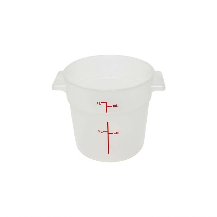 TrueCraftware- 1 Quart Round Food Storage Container Translucent Polypropylene- Commercial Reusable Food Container Canister with Measurement Markings for Meal Prep Pantry Kitchen - color: 1 Quart