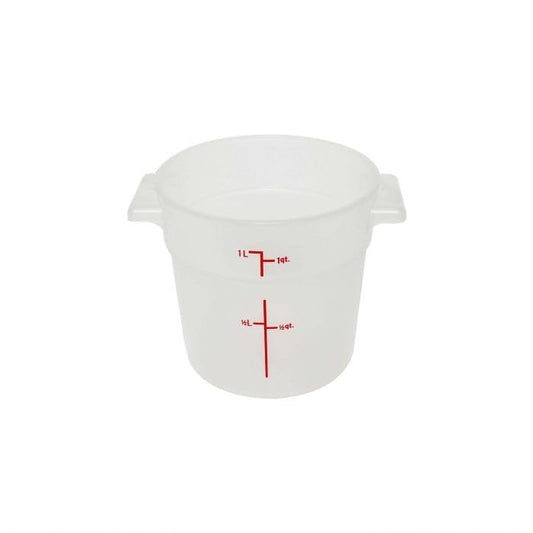 TrueCraftware- 1 Quart Round Food Storage Container Translucent Polypropylene- Commercial Reusable Food Container Canister with Measurement Markings for Meal Prep Pantry Kitchen - color: 1 Quart