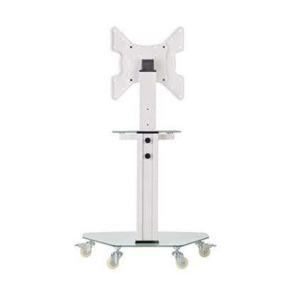 Tripp Lite Mobile Rolling TV Stand Cart with Mount for 32” – 55” Televisions, Elegant Frosted Glass Base and Shelf, Adjustable 50” – 62” Height, Durable White Steel, 5-Year Warranty (DMCS3255SG62W) - size: 32” – 55”, style: White Glass Base