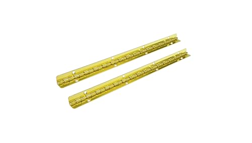 QCAA 90 Degree Stop Long Piano Hinge, Durable Steel Box Case Hinge, 150 mm x 9 mm(5.91" x 0.35"), Brass Plated, Made in Taiwan, 2 Pack - color: Brass(5.91"), size: 2 Pack