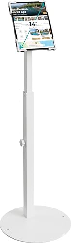 Anti-Theft iPad Kiosk Stand, Adjustable Tablet Floor Stand for POS Checkout - color: White