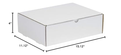 Box USA Mailer Boxes Medium 15 1/8"L x 11 1/8"W x 4"H 50-Pack - Corrugated Cardboard Box for Shipping, Moving, Mailing, Packing, Packaging and Storage - size: 15x11x4" 50-Pack White