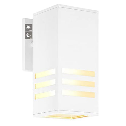 Dusk to Dawn Exterior Light Fixture, Waterproof Outdoor Lighting - color: Rectangle (White B-Dusk to Dawn)