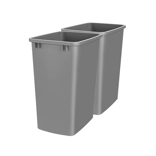 Rev-A-Shelf Double Pullout Garbage Trash Cans for Kitchen Cabinets, 35 Qt - color: Silver, style: 2 Pack