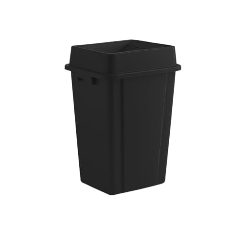 Black, 19 Gallon Square Commercial Trash Can with Swing Lid, Heavy-Duty Garbage Can, Industrial Trash Bin for Restaurants/Warehouse/Commercial Facilities - color: Black, size: 19 Gallon with Lid