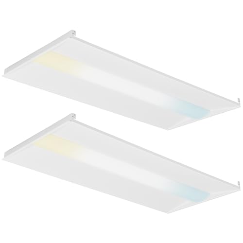 Cortelco 2x4 LED Troffer Light,4 Colo Options 3000K-5000K,50W/40W/35W/30W/25W,Up to 7500 Lumens,0-10V Dimmable Drop Ceiling Lights,100-277V,ETL&DLC Listed,Commercial Grade,2 Pack - size: 2x4 2Pack