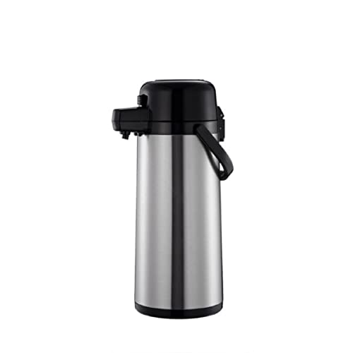 TrueCraftware- 2.5 Liter/ 84 oz Push Button Coffee Airpot Stainless Steel Body Glass Lined - Hot Beverage Coffee Chocolate Juice Tea Drinks Dispenser Ideal for Large Crowds for Any Occasion - size: 84.5 Ounces