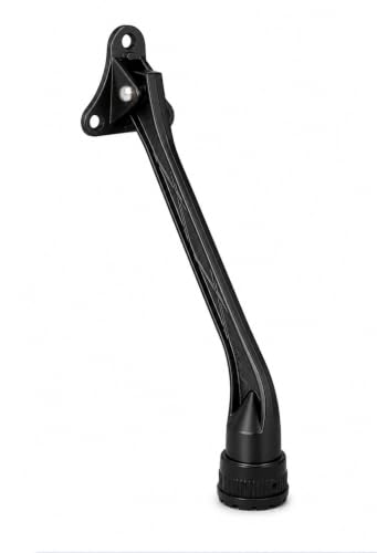 HOME&I 7" Kick Down Door Stopper, Extended Reach Zinc Alloy Door Stop with Leaf Spring & Non-Slip Saw-Tooth Rubber Foot, Screw Mount Door Holder for Wood, Tile, Carpet & Concrete Floors - color: Black, size: 7 Inch x 1 Pack