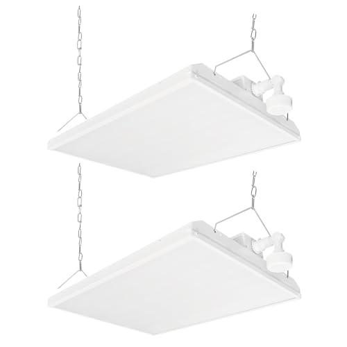 2FT LED Linear High Bay Shop Light with Motion Sensor, 210W High Bay Work Light Fixture, 28350LM, 120-277V, 5000K Daylight Linear Hanging Lighting for Garage, Warehouse, UL&DLC Listed - 2PK - color: 210W - with sensor - White, size: 2PK