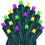Novelty Lights 50ft 100 LED Yellow, Purple & Green Mardi Gras Lights - color: Yellow/Purple/Green
