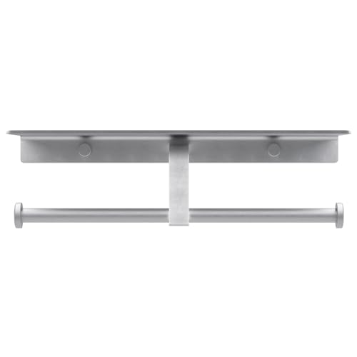 Danpoo Bathroom Toilet Paper Holder with Shelf, Wall Mount, Double Roll, Silver - color: Silver