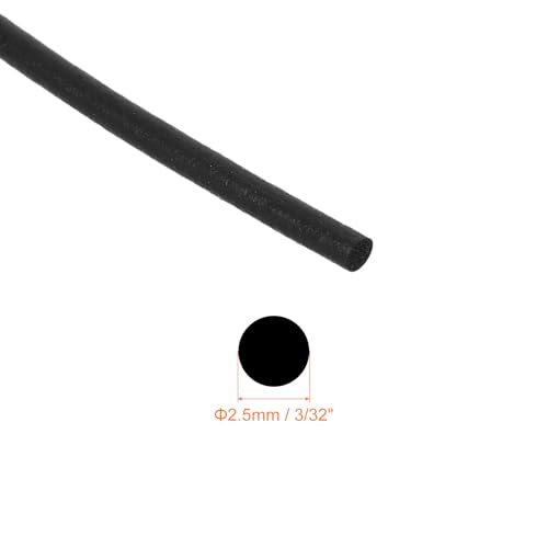 uxcell Foam Rubber Weather Seal Strip, 2.5mm(3/32") Diameter 6 Meters (19.69Ft) Long Round EPDM Rubber for DIY Gasket, Warehouse, Pads, Foam Tubing, Crafts - size: 2.5mmx6m