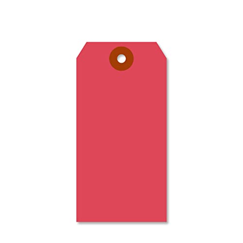 SmartSign Pack of 1000 Red Blank Shipping Tags, Size-5, 13pt Thick Cardstock Tags, 2.375" x 4.75" Paper Hang Tags with Reinforced Fiber Patch (Without Strings) - color: Red, size: No Attachment - Pack of 1000