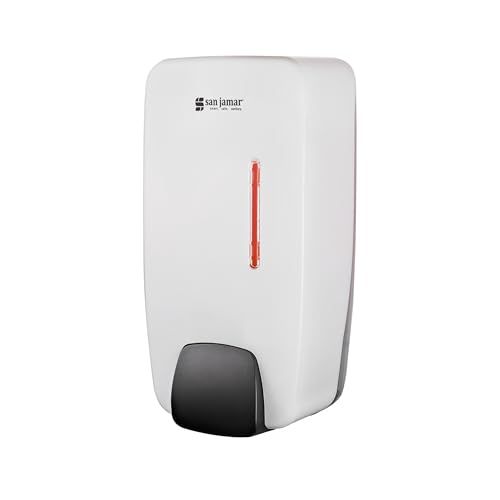 San Jamar Timeless Manual Foam Soap Dispenser, White, Universal Bulk Soap Compatible, Wall Mount, with Viewing Window