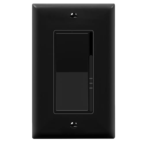 TOPGREENER 300W LED Dimmer Switch, Single Pole or 3-Way, Black, 1P - color: Black