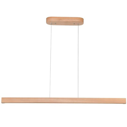 YISDESIGN 31.5" 18W 1-Light Wooden Led Linear Pendant Light Dimmable Led Ceiling Hanging Light Fixtures Modern Chandeliers for Dining Room Kitchen Island Lights Natural - color: Natural, size: 32in