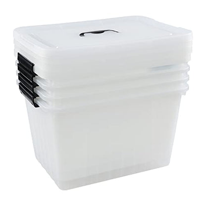 20L Stackable Box, Plastic Storage Bins with Latching Lids, 4-Pack - size: 18 L