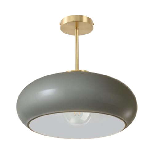 15.7″‌ Large Ceiling Lamp Gold Brass 1Light Classic Gray Glass Shade - color: 15.7″-Gray