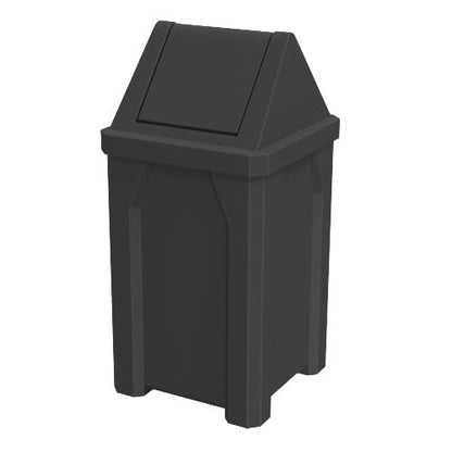 Commercial Trash Can Swing Top Lid - Outdoor Garbage Can - color: Black, size: 32 Gallon Square