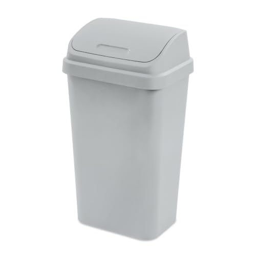 Kitchen Trash Can 13 Gallon Plastic Garbage Bin with Swing Top Lid