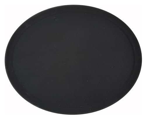 Winco 26" x 22" Black Oval Fiberglass Glass Tray - color: Black, size: 26.6" x 21.9" x 1.1"