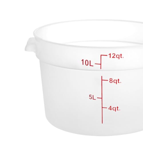 TrueCraftware- 12 Quart Round Food Storage Container Translucent Polypropylene- Commercial Reusable Food Container Canister with Measurement Markings for Meal Prep Pantry Kitchen - color: 12 Quart