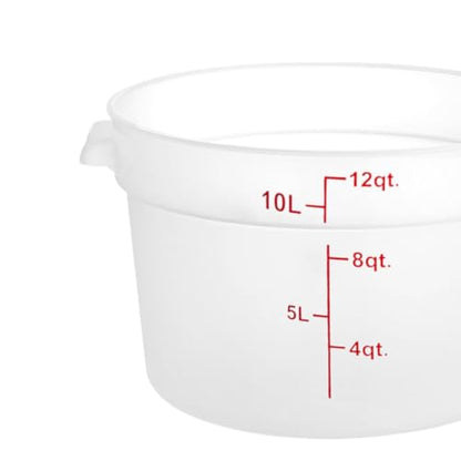 TrueCraftware- 12 Quart Round Food Storage Container Translucent Polypropylene- Commercial Reusable Food Container Canister with Measurement Markings for Meal Prep Pantry Kitchen - color: 12 Quart