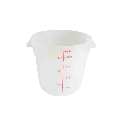 TrueCraftware- 18 Quart Round Food Storage Container Translucent Polypropylene- Commercial Reusable Food Container Canister with Measurement Markings for Meal Prep Pantry Kitchen - color: 18 Quart