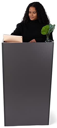 Displays2go Podium Stand, Gray - color: Gray