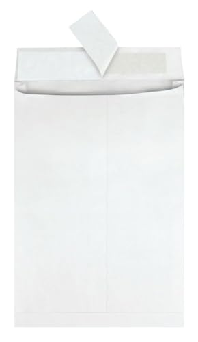 Quality Park Tyvek Envelopes, 100 Pack, Large 10 x 13 Mailers, 1.5 Inch Expansion, Rip, Puncture & Water Resistant Self Sealing Mailing Bags for Lightweight Shipping, White
