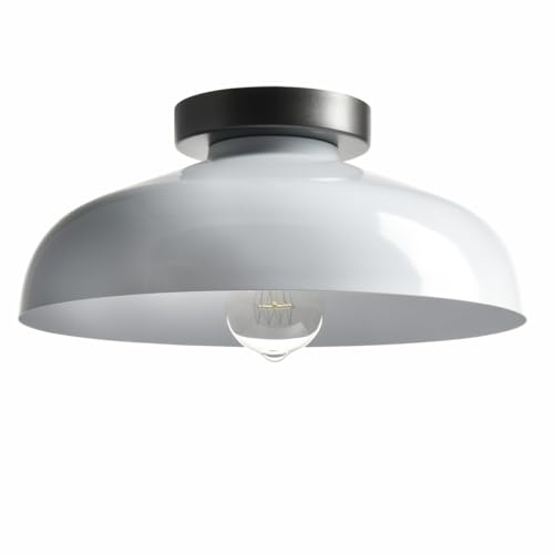 DIRYZON Industrial 12-Inch White Semi Flush Mount Ceiling Light - color: White