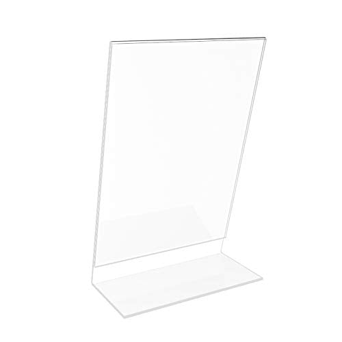 FixtureDisplays® 1PK 5.5 x 8.5" Clear Acrylic Sign Holder with Slant Back Design Portrait, Vertical Picture Frame 19780-5.5X8.5-Clear-NF