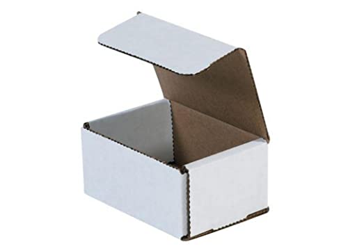 Secure Seal Shipping Boxes - 4x3x2" Mailers - White Foldable Corrugated Cardboard Packaging for Mailing, Moving, Storage, and Organizing - Strong Lightweight Foldable (Bulk 50 Pack) - size: 4x3x2 Pack of 50