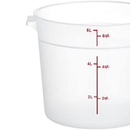 TrueCraftware- 6 Quart Round Food Storage Container Translucent Polypropylene- Commercial Reusable Food Container Canister with Measurement Markings for Meal Prep Pantry Kitchen - color: 6 Quart