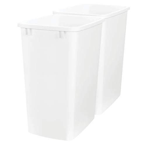 Rev-A-Shelf Double Pullout Garbage Trash Cans for Kitchen Cabinets, 35 Qt - color: White, style: 2 Pack