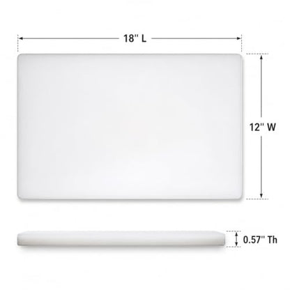 Commercial Cutting Board, Plastic Poly Kitchen Board Dishwasher Safe, Heavy Duty Food Prep Surface for Restaurant Use (18"L x 12"W x 0.57"Th) - color: White, size: 18"L x 12"W