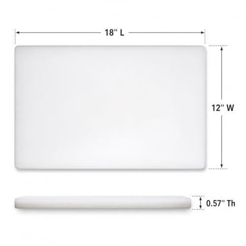 Commercial Cutting Board, Plastic Poly Kitchen Board Dishwasher Safe, Heavy Duty Food Prep Surface for Restaurant Use (18"L x 12"W x 0.57"Th) - color: White, size: 18"L x 12"W