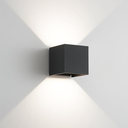 Led Wall Sconce Light, Modern Outdoor Lights for House, Led Wall Lights for Bedroom, 20W Adjustable Up&Down Lighting/Waterproof Matt Black Aluminium/ 6500K,1 Pack - color: 6500K 1 Pack