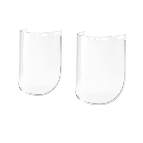 Clear 2 Pack Universal Flat Face Shield Visors – 9" x 15.5" Aluminum Bound Replacement Shields – ANSI Z87.1 Safety Face Shield for Grinding, Cutting and Welding - color: Clear, 2 Pack Flat