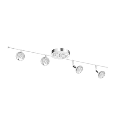 Qcyuui Modern 4-Light Track Lighting Kit, Flush Mount Wall/Ceiling Spot Lights Fixture, LED Track Lighting with Chrome Rotatable Light Head for Kitchen Living Room, 4×GU10 Bulb (Included) - color: Chrome