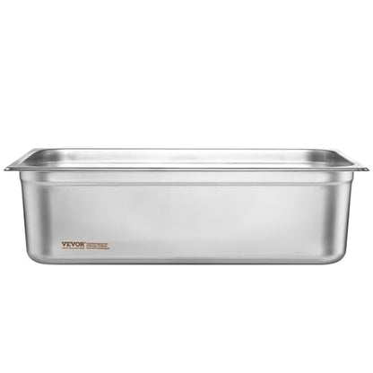 VEVOR 6 Pack Hotel Pans, Full Size 0.8mm Thick 6-Inch Deep Commercial Stainless Steel Restaurant Steam Table Pan, Catering Storage Food Pan, for Industrial & Scientific - size: 1/1 Size, style: 6 Inch Deep Thickened