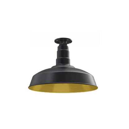 Flush Mount Barn Light Pendant 16" Dome | Garage | Matte Black/Brass - color: Matte Black with Brass Interior, size: Flush Mount