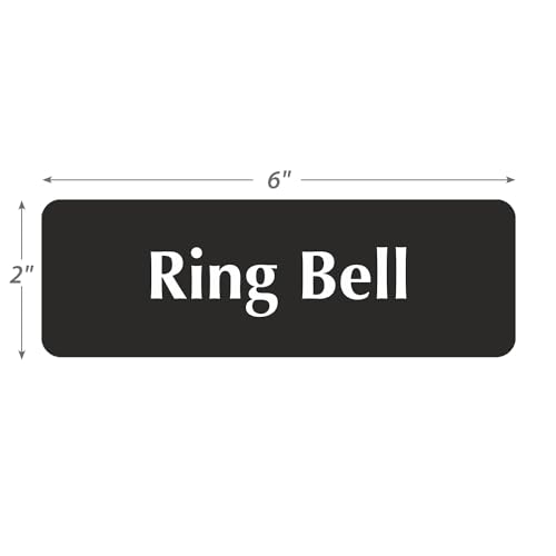 SmartSign Ring Bell Door Sign, 2" x 6", 20 mil Thick Anodized Aluminum, Adhesive Backing, Waterproof, Black and Silver, Pack of 1, USA made - color: Black, White